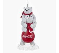 Kurt S. Adler 3.5" RESIN TWO BEARS W/COCA-COLA SIGN ORN