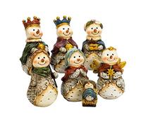 Kurt S. Adler 7 Piece 6" Resin Snowmen Nativity Scene Table Set, Polyresin, Multicolor
