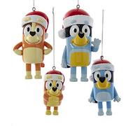 Kurt S. Adler Bluey Family, 4-Piece Character Hanging Ornament Set, 4-Inches, Multi Color, Christmas