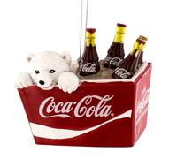 Kurt S. Adler Coca-Cola Polar Bear Cub in Coke Cooler Christmas Holiday Ornament Gift Boxed (One Size, White)