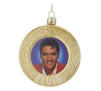 Kurt S. Adler Elvis Presley Gold Record Glass Christmas Tree Ornament Decoration 3.5 In EP4182