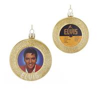 Kurt S. Adler Elvis Presley Gold Record Glass Christmas Tree Ornament Decoration 3.5 In EP4182