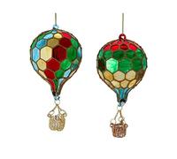 Kurt S. Adler Glass Multicolor Hot Air Balloon Ornaments, 2 Assorted
