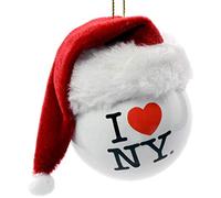 Kurt S. Adler I Love New York NY Ball with Santa Hat Christmas Ornament