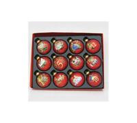 Kurt S. Adler, Inc. Kurt Adler 65mm 12 Days of Christmas Decorative Glass Balls, 12 Piece Set