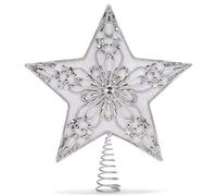Kurt S. Adler Kurt Adler 13.5-Inch 5-Point White and Silver Star Treetop Tree Topper, multi