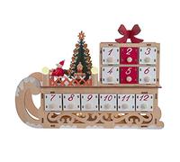 Kurt S. Adler Kurt Adler 8.30-Inch Battery Operated 6-Light LED Santa Sleigh Advent Calendar, Tan