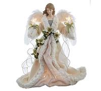 Kurt S. Adler Lighted Christmas Tree Topper Treetopper, Ivory, Gray