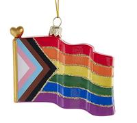 Kurt S. Adler Noble Gems Glass Progress Pride Flag Ornament, 3.5-Inches, Multicolor