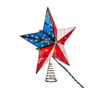 Kurt S. Adler UL3142 9.84" Brass Plated American Flag Inspired Capiz Star Tree Topper