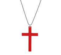 KURTCB Wooden Cross Necklace for Men Women Goth Y2k Chunky Big Cross Pendant Necklace Halloween Nun Witch Costume Christmas Christian Gifts, One Size, Wood, No Gemstone