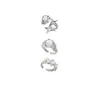 KURTCB Y2k Rings Set Carnelian Rings Irregular Agate Opal Moonstone Bud Flower Star Finger Rings Opening Adjustable Rings for Women, Copper Agate, Moonstone