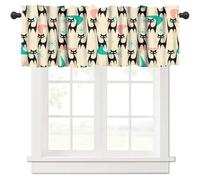 Kurtect Abstract Window Valance,Colorful Retro Modern Shapes Geometric Mid Century Stars Art Print Cloth Farbic Cafe Dining Room Kitchen Office Bedroom Living Room Drapes,54x18in