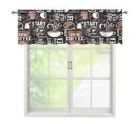 Kurtect Coffee Window Curtains Vintage Espresso Machine Cupcakes Beans Home Deocr Short Curtain for Bedroom Living Room Cafe Dining Room Kitchen Office 54x18in