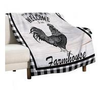 Kurtect Farmhouse Chicken Throw Blanket,Sunflowers Floral Animal Retro Board Black White Plaid Warm Cozy Flannel Chair Sofa Couch Picnic Travel Office Bedding Blankets, 40x50 in