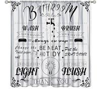 Kurtect Funny Toilet Rules Curtain,Black White Motivational Inspirational Quotes Bathroom Rules Window Curtains Dining Room Living Room Kitchen Cafe Bedroom Office Drapes Decor,42x45 in