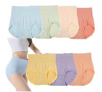 KURTIK High Waisted Tummy Tuck Hip Lifting No Trace Panties, Women's Comfortable Breathable Stretch Seamless Cotton Briefs (7PCS-A,XL(65-90kg))
