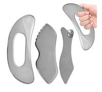 KURTOPLLY 3 Pcs of Muscle Scraper Tool, Stainless Steel Body Gua Sha Tool, Three Shapes to Choose from, Improve Fatigue, Dredge Meridians, Suitable for Face, Back, Legs, Arms, Etc., Unisex