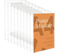 Kurtzy 10 Pcs A4 Adhesive Wall Mount - Universal Clear Acrylic Poster Holder with Adhesive Strips - Display Stands for Office, Home, Restaurant - No Drilling Required