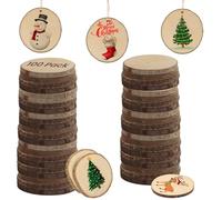 Kurtzy 100 Pack Natural Unfinished Wood Slices - 3-5cm/1.18-1.97 inches Diameter - Wooden Log Circles with Bark and No Hole - for DIY Arts and Crafts, Christmas Ornaments and Wedding Decoration