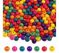 Kurtzy 1000 Pack Round Wooden Loose Beads - 7mm Natural Colourful Wood Spacer Beads for Jewellery Making, Bracelets, Necklace, Key Chains, DIY Crafts and Home Decorations
