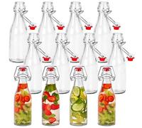 Kurtzy 12 Pack Glass Bottles with Stoppers - 250ml Glass Bottles with lids - Kombucha Bottles with Swing Clip - Clip Top Airtight Preserve Bottles for Home Brewing Oil Vinegar Beer Wine Cider Soda