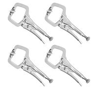 Kurtzy 13.3cm/5.23 Inches Metal Grip Locking C Clamp Pliers with Adjustable Screw and Swivel Pads (4 Pack) - Mini Easy and Quick Release Welding Pliers for Uneven Surfaces, Angles, Crafts & Hobbies