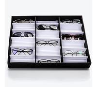 Kurtzy 18 Slots Lockable Sunglasses Display Organiser Box - 18 Compartments for 18 Glasses - 18 Slots for Sunglasses, Eyeglasses, and Spectacles - Black Unisex Sunglasses Case with Lid
