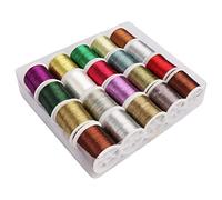 Kurtzy 20 Pack Metallic Polyester Embroidery Thread - 40m Assorted Colour Glitter Threads with Spool - Floss Skeins for Sewing Machine, Friendship Bracelets, Cross Stitch & DIY Art & Crafts