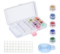 Kurtzy 25 Grids Diamond Art Storage, Dot Painting Bead Organiser with Stickers & Funnel - Clear Plastic Craft Box with Removable Pots for Beads, Jewellery & Glitter, diamond art accessories