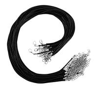 Kurtzy 25 Pack Black Polyester Necklace Cord with Chain and Lobster Clasp - 42.5cm / 16.73 Inches - Bulk DIY Jewellery Making Rope for String Pendant Necklaces, Bracelets & Anklets