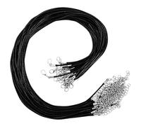 Kurtzy 25 Pack Black Polyester Necklace Cord with Chain and Lobster Clasp - 42.5cm / 16.73 Inches - Bulk DIY Jewellery Making Rope for String Pendant Necklaces, Bracelets & Anklets
