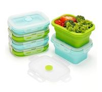 Kurtzy 6 Pack of Collapsible Silicone Food Storage Containers with Lids - 350ml/12oz Stacking Meal Prep/Lunch Boxes - Reusable BPA-Free Airtight Containers - Microwave, Dishwasher and Freezer Safe