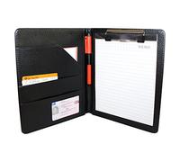 Kurtzy A5 Black Faux Leather Conference Folder - Fold over Business Office Work Portfolio Organiser - Padfolio Folder with Pocket Document Resume File, Card Holder, Clipboard & Memo Writing Pad