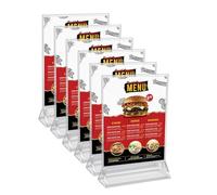 Kurtzy A6 Sign Holder (6 Pack) - L11 x H19.5cm / 4.33 x 7.7 Inches - Clear Plastic Double Sided Vertical Table/Counter Display Holders - Restaurant Menu Card, Photo Frame & Ad Poster Stand