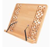 Kurtzy Adjustable Bamboo Cookbook Recipe Reading Holder Stand - 33.5 x 24cm/ 13.18 x 9.45 inches - Foldable Bookrest - Holds Large and Small Reading, Music, Kitchen Cook Books, iPads and Tablets