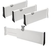 Kurtzy Adjustable Plastic Drawer Dividers (4 Pack) - L28 x H10cm (11.02 x 3.93 Inches) - Expandable Separators & Organisers - Storage for Kitchen, Bedroom, Bathroom, Office, Closet & Dresser