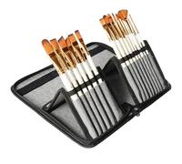 Kurtzy Artist Paint Brush Set with Case (15 Pieces) - Nylon Hair Brush Set for Acrylic, Watercolour, Gouache, Oil Painting and Miniature Detailing