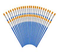 Kurtzy Blue Paint Brushes (50 Pack) - Professional Nylon Hair Artist Brush Set with Plastic Handle - Small Flat Tip Detail Brush - Watercolour, Oil & Acrylic Art & Crafts Painting Supplies