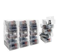 Kurtzy Clear Plastic Shoe Storage Boxes (20 Pack) - Suitable for Women's, Men's and Children's Shoes - Foldable, Corrugated and Stackable for Storage and Travel