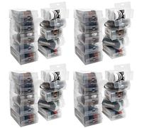 Kurtzy Clear Plastic Shoe Storage Boxes (40 Pack) - Suitable for Women's, Men's and Children's Shoes - Foldable, Corrugated and Stackable for Storage and Travel