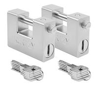 Kurtzy Heavy Duty 1kg Padlocks with 10 Keys (2 Pack) - Hardened Solid Steel Hardware Monoblock Lock - 12mm Thick Shackle - Protect Garages, Containers, Sheds, Shutters, Lockers, Gates and Warehouses