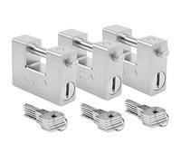 Kurtzy Heavy Duty 1kg Padlocks with 15 Keys (3 Pack) - Hardened Solid Steel Hardware Monoblock Lock - 12mm Thick Shackle - Protect Garages, Containers, Sheds, Shutters, Lockers, Gates and Warehouses