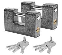 Kurtzy Heavy Duty Padlocks with 8 Keys (2 Pack) - Hardened Solid Steel Hardware Monoblock Lock - 12mm Thick Shackle - Protect Garage Door, Containers, Sheds, Shutters, Lockers, Gates and Warehouses
