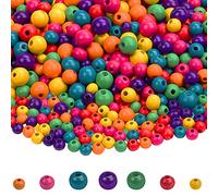 Kurtzy Loose Multicoloured Round Natural Wooden Spacer Beads (1000 Pack) - 6mm, 8mm and 10mm Sizes - Assorted Colours for Arts and Crafts and DIY Jewellery Making