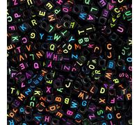 Kurtzy Neon Coloured Acrylic Square Alphabet Beads (1000 Pack) - A-Z Letter Beads 6mm (1/4 inch) - Beads for Jewellery Making, Bracelets, Necklaces, Key Chains, Beading, Art & Crafts, Homemade Gifts