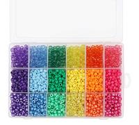 Kurtzy Rainbow Pony Beads with Storage Case (2300 pcs) - Different Coloured 6mm Barrel Beads - Bead Set for Jewellery Making, Bracelets, Necklaces, Key Chains, Beading, & Crafts