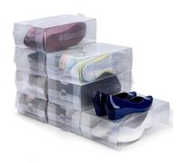 Kurtzy Shoe Storage Boxes (10 Pack) - Stackable Storage Boxes for Shoe/Trainer Storage - Plastic Shoe Organiser Box Set for Men/Women - Travel Shoe Boxes - Clear