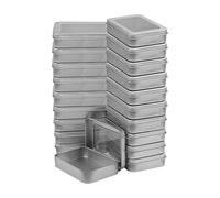 Kurtzy Silver Metal Storage Tin Box with Lid (20 Pack) - 9 x 6.3 x 1.8cm / 3.54 x 2.48 x 0.71 Inches - Small & Portable Non-Hinged Empty Containers - Mini Rectangular Home Craft & Survival Container