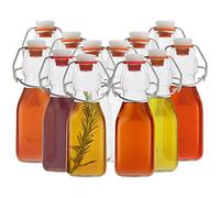 Kurtzy Small Glass Bottles with Lids (12 Pack) - 100ml/3.5oz Empty Glass Water Bottles - Airtight Glass Bottles with Clip Top Lids for Brewing, Beverages, Beer, Oil, Vinegar, Kombucha & Water